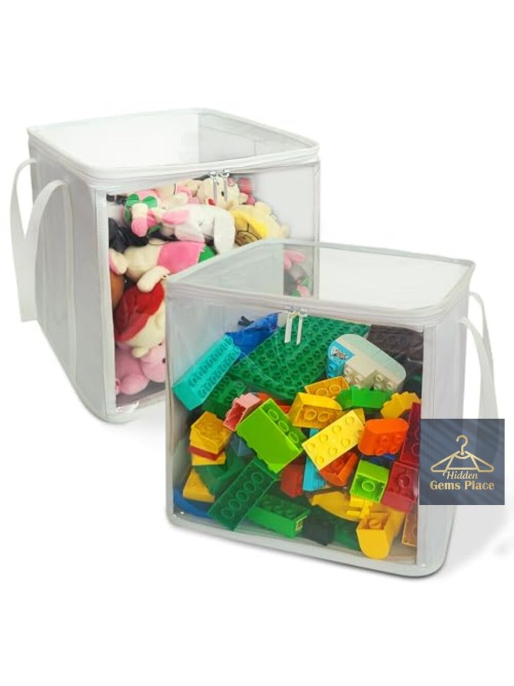 2 Pack 12 Inch Clear Storage Cubes with Lids Toy Organizer Bins